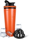 Ice Shaker Izolowana butelka ze stali nierdzewnej shaker 124; 36oz, Pomarańczowy 124; Zimno na 30 + Godziny 124; Izolowany Puchar z Twist- na Agitator 124; Bezsodowa butelka do shake protein, Woda, Smoothies, Koktajle