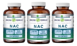 Amazing Formulas NAC 600 Mg XI124; N- Acetyl Cysteine Supplement XI124; Kapsułki XI124; Non- GMO XI124; Gluten Free XI124; Made in USA (3 Pack, 250 Count)