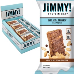 JiMMYBAR! Czekolada Masło orzechowe Bary 18g Białko Bar, 6g Niski cukier - 12 Hrabia - 58g Batoniki zdrowotne - Funkcjonalne przekąski z prawdziwymi orzeszkami i czekolada ręcznie dryblowana