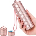 Metal Pill Organizator 7 Day - Waterproof Tygodniowy Pill Box Codzienne Pill Case z 7 Komory, Pojemnik na tabletki do suplementów witaminy Fish Oil, różowy