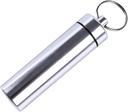 Silver Small Portable Pill Box Keychain, Aluminiowy Alloy Mini Pill Organizer Case Container for Purse, wodoodporny metalowy Pill Holder Medicine Butelka na zewnątrz Camping Travel