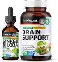 BIO KRAUTER Ginkgo Biloba nalewka 2 Fl. Oz. & Wsparcie mózgu 100 kapsułki