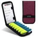 Lewis N. Clark Magnetic Folding Pill Solution Case for OTC Medicine, Vitamins- 14 szczeliny, Burgundia