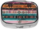 Koń Druk drukowany kwadratowy Pill Organizator z 2 Konie, Przenośne Mini Pill Pill Case for Medicine, Witamina, Olej rybny, Suplementy