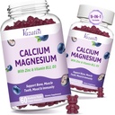 2 Opakowanie Magnezu wapnia Gummeje cynku z witaminą D3 & B12, bezcukrowe suplementy wapnia dla kobiet Mężczyźni, Wegan Blueberry Flavor