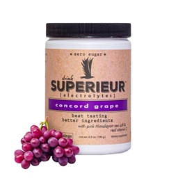 Superior Electrolytes - Plant Based Electrolyte Supplement w / Sea Minerals for Hydration & Recovery- Keto Friendly, Non-GMO, Zero Sugar, Wegan Zdrowy Sports Drink Powder - Concord Grape (70 Servings)