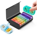 Zannaki Metal XL Cotygodniowy Pill Organizator 2 razy dziennie, Duże Podróże codzienne Pill Box 7 dzień, Przenośny Tydzień Dwa razy Pill Holder pojemnik, AM PM Pill Case for Medicine witaminy suplement medyczny, czarny
