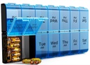 Extra duży pill Organizator 2 razy dziennie, tygodniowy XL AM PM pill Case, 7 dzień pill Box Dwa razy dziennie, Przerost Codzienne Medicine Organizator dla witamin (niebieski)