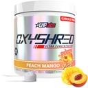 EHP Labs OxyShred PreWorkout Proszek - Proszek do treningu wstępnego z L Glutamina i Acetyl L Karnityna, Napoje Energy Boost - Peach Mango, 60 Słupki