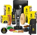 Beard Club męski zestaw do pielęgnacji z profesjonalnym zestawem do włosów i wąsików, Prosty Razor, Szampon, Balsam, Brush & Comb Gift