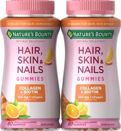 Nature 's Bounty Biotin and Collagen, Citrus-Flavored Gummies, 80 Ct (2 opakowania)