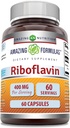 Amazing Supples Riboflavin (Witamina B2) Supplement Equipment 124; 400 Mg per Serving Equipment 124; 60 Capsules Equipment 124; Non-GMO Equipment 124; Gluten- Free Equipment 124; Made in USA