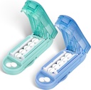 DUBSTAR 2PCS Pill Cutter Splitter for Small and Tiny Pills, Multiple Pill Cutters for Small or Large Pills, Regulable Pill Splitter with Cinting Device and Blade Guard (Blue + Cyan)
