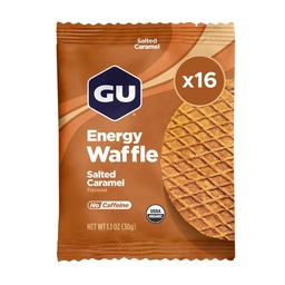 GU Energy Stroopflavel Salty 's Carmel Sports Nutrition Waffle, Coffeine- Free, i Kosher nabiał, On- Energia dla każdego treningu, 16 Count