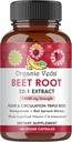 Organiczne kapsułki korzeniowe Veda Beet - Triple Reds Acidic Supplements Supplements - Skoncentrowane azotany i Mieszanka witaminy C z ekstraktu korzeni buraków, Red Spinach, Pomegranat, Czarny pieprz - 120 Kapsułki