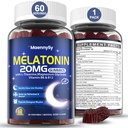 Melatonina 20mg Gummie dla dorosłych - Bezcukrowe Gummie Melatoniczne Dodatkowa siła z L- Theanine, Magnez, Ashwagandha, Turmeric, D3 & Zinc - Non-Habit Forming