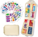 Pill Organizer with Medicine Labels 161 Labels Travel Daily Pill Container Mini Medication Organizer Storage Pill Organizer Travel Essentials Case 7 Day (Beige, 1 Pack)