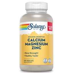 SOLARAY Wapnia Magnezu Cynk Suplement - z wapniem 1000mg, Magnezu 500mg - Bone Health, Funkcje mięśniowe, Heart Health and Immune Support - Wegan, 60 dzień Gwarancja, 68 Służenie, 275 VegCaps