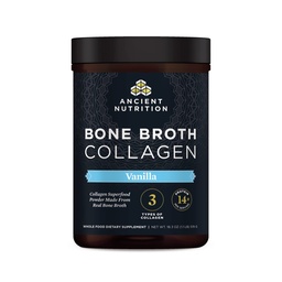 Ancient Nutrition Collagen Proszek, Bone Broth Collagen, Wanilia, Zhydrolizowane multi Collagen Peptydy, Wspiera skórę i paznokcie, Suplement Joint, 30 Służenia, 18.3oz