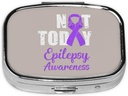 Nie dzisiaj Padaczka Świadomość Ribbon Square Mini pill Case Travel Medicine Organizator Przenośny Komory Metal Pill Box