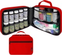 Duża wyściełana butelka butelka organizer, Medicine Bag, Case, Carrier for Medications, Witaminy, i Dostawy medyczne ze stałymi kieszeniami - for Home Storage and Travel - Czerwony (Bez blokady)