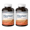 American Health Original Papaya Enzyme - 600 tabletek do rozgryzania i żucia, opakowanie 2 - Suplement po posiłku - Non-GMO, Wegan - 400 Całość Servings