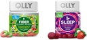 OLLY Fiber Gummy Pierścienie 50ct & Sleep Gummy 60ct z Melatonina, L- Theanina, Rumianek, Balsam cytrynowy