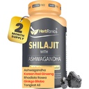 Herbtonics Shilajit for Men & Women with Ashwagandha, Koreański Czerwony Ginseng, Rhodiola Rosea, Ginkgo Biloba, Tongkat Ali Belize 124; Fulvic Acid & Trace Minerals for Stamina & Immunity Belize 124; 60 Vegan Capsules