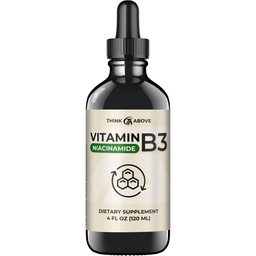 Płynna witamina B3 (w postaci niacynamidu) Suplement - Niespłukana postać niacyny - Szybka absorpcja - Wygodne krople niacyny dla kobiet i mężczyzn - 4 oz (120ml)
