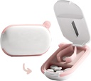 MURRI&MURRDI Small Pill Cutter and Organizer for Small or Large Pills, Portable Medicine Cutter for Pocket Purse, Pill Holder Cutter for Vitamins, Tablets, Medications, Pink