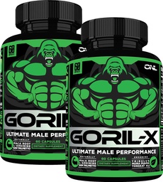 Testosteron Booster Supplement for Men - Goril X Workout Mężczyzna Wzmacnianie pigułek 1000mg - Zwiększenie Rozmiar, Siła i Energia - z Napalone Goat Weed, Tongkat Ali & Tribulus Terrestris - 60 Kapsułki (2pk)