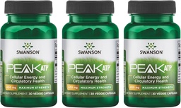 Swanson Maksymalna siła Szczyt ATP -Naturalny Suplement Promowanie Cellular Energy Support- Wspiera sprawność fizyczną i promuje zdrowe wsparcie przepływu krwi - (30 Veggie kapsułki, 400mg każdy) 3 Pack