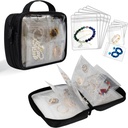Travel Biżuteria Organizator Case przezroczysty Biżuteria Przechowywanie Książka Biżuteria Koszyk do kolczyków, Pierścienie, Naszyjnik, Bransoletka, Czarny