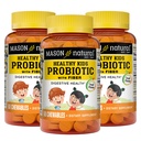 MASON NATURAL Zdrowe dzieci Probiotyk z włóknem - Zdrowe funkcje pokarmowe, Ulepszony Gut Health, 60 Chewables (Pack of 3)