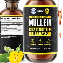 HERBIFY Mullein Extract 2 oz Tincture for Research Health, Mullein Leaf and Flowers Blend (Verbascum Densiflorum)