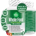 Whole Food Multivitamin for Men and Women Complete Daily Superfood Vitamin Plus Minerals Digestive Enzymes, Probiotics and Omegas. Witamina wieloskładnikowa oparta na roślinach, niezmodyfikowana genetycznie (2)