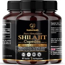 Himalayan Shilajit kapsułki - 100% Pure & Natural 90 Vegan Pills - Gold Grade Wellness, Energy & Vitality Supplement for Men & Women - Klasa A Shilajit bogaty w Fulvic & Humic Acid
