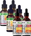 Nusava Witamina B12 Pas kropli płynnych, Truskawkowy aromat D3 K2, & Wanilia aromat D3 K2 - Pothent Liquid Vitamin for Heart, Energy, Mózg i Wsparcie immunologiczne - Nie- GMO, Gluten- Free, 2pk Każdy