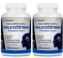 NeuroShield, Brain Supplement a Nootropic Brain Booster and Memory Supplement, Zawiera Huperzine A, Ginko Biloba, Bacopa Plus Antioksydants for Brain Health, Multi- Składniki, 2 butelki, 180 kapsułki
