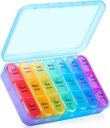 Asprink Pil Box 3 razy dziennie, Cotygodniowy Pill Organizer 3 razy dziennie - Daily Pill Box 7 Day Medicine Organizer, Duży Pill Case, Travel Pill Organizer (Niebieski)
