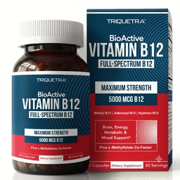 Vitamin B12 5000mcg Complex, Methylated Methylcobalamin for Women & Men
