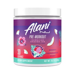 Alani Nu Pre Workout Proszek Hawajski Shaved ICE, Amino Energy Boost, Suplement Endurance, Cukier wolny, 200mg kofeiny, L- Theanine, Beta- Alanine, L- Citruline, 30 Służenie