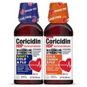 Coricidin HBP Maksymalna wytrzymałość Cold & Flu Day & Night Sugar Free Liquid Twinpack, Decongestant- Free Cold Medicine dla dorosłych z wysokim ciśnieniem krwi -12 Fl Oz (Opakowanie 2)