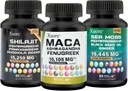 Paczka Morskiego Mossa, Shilajit, Maca, Black Seed Oil, Ashwagandha, Ginger, Shilajit, Rhodiola Rosea, Panax Ginseng, Maca Root, Fenugreek, Trifibranol100X, Wszystkie w 1 Suplement (1 Opakowanie)