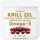 Suplement do oleju z kryla antarktycznego, bogaty w Omega- 3 EPA, DHA i Astaksantynę, 1000mg na Podawanie, Suplement do Serca i Odporności, 300 żel soft-