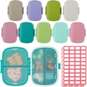 9 Pack Travel Pill Organizator 8 Komory Przenośny Pill Case Małe Pudełko na Pocket Purse Daily Pill Container Medicine Witamina Holder Dispenser do przechowywania suplementu oleju rybnego