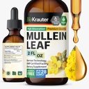 BIO KRAUTER Mullein Leaf Extract for Lungs 2 Fl. Oz - 28 Days of Supply - Pure Mullein Drops for Lung Cleanse & Detox - Wegańskie suplementy oddechowe - Non-GMO, No Sugar & Alcohol