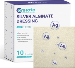 Conkote Silver Alginate Rana opatrunek 2 "x 2", 10 Pack, Non-Stick Patting Ag Patches, Wysoko Absorbent do ciśnienia Ulcer, Łóżko ból stopy i cukrzyca Ulcer