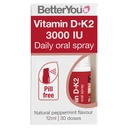 BetterYou D3000 i K2 Witamina D Dzienny zraszacz doustny - Wygodne alternatywy dla tabletek - Wspiera zdrowie kości i zwiększa system immunologiczny - Zapobiega Klotowaniu krwi - Naturalny aromat mięty pieprzowej - 0.4 oz