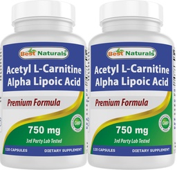 Najlepsi Naturals Acetyl L- Carnitine i Alpha Lipoic Acid 750 mg 120 Kapsułek (120 Liczba (opakowanie po 2))